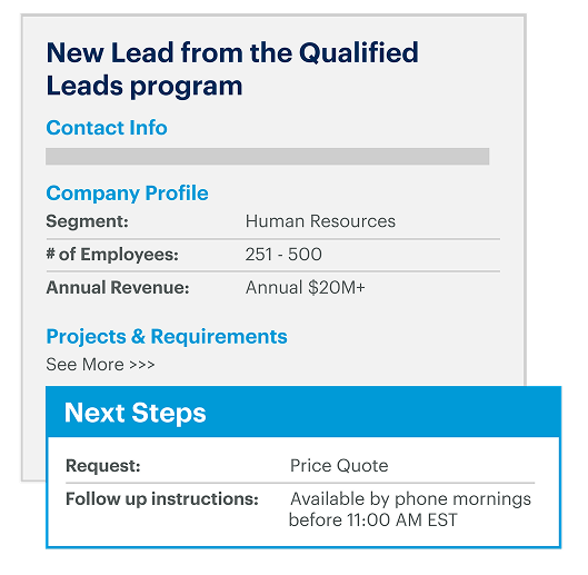 New Lead from the Qualified Leads program